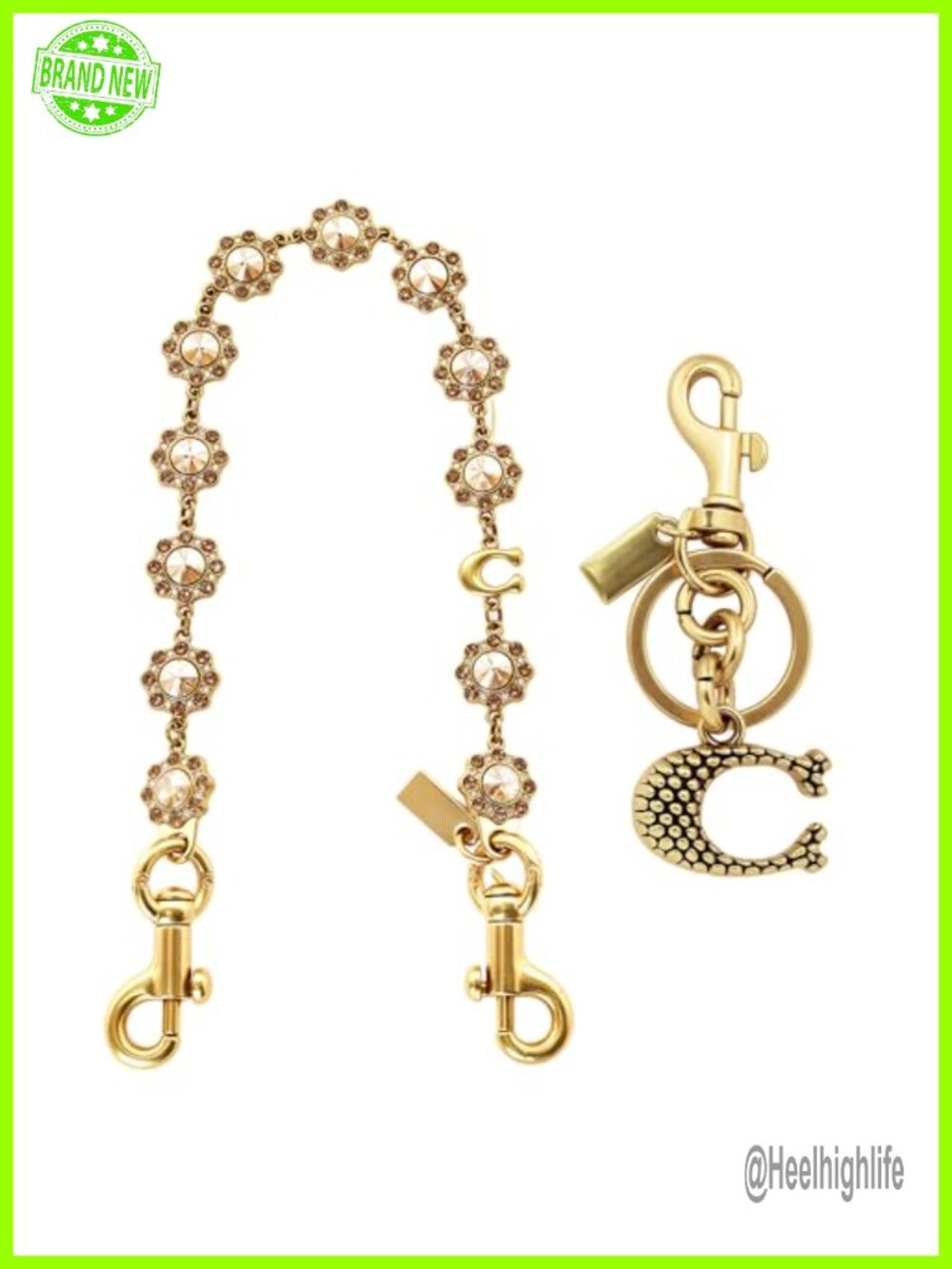 Diamond Flower Bag Charm Chain Extender Purse Accessory